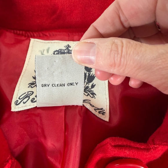 BB Dakota Red Wool Blend Button Front Peacoat Women's Size Small Preppy Classic - Picture 9 of 10